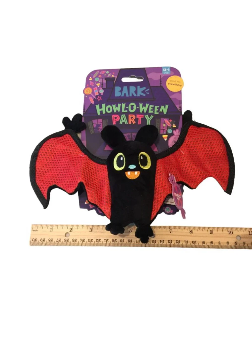 BARK Howl-O-Ween Party FLAPPER GIRL XS-S Squeak Crinkle Plush Bat